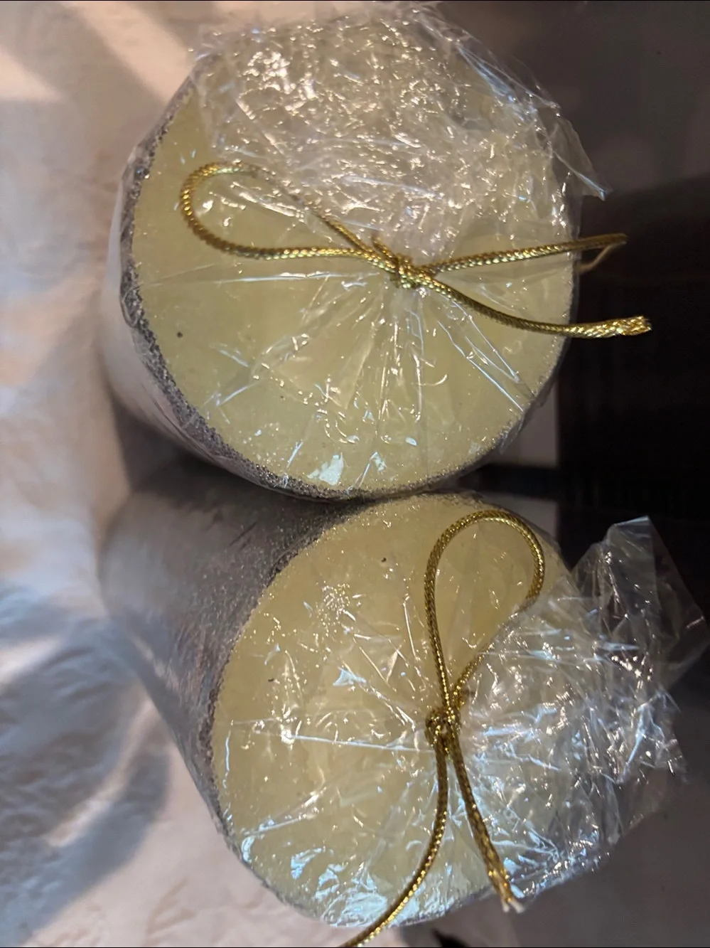 Lot of Two NEW MacKenzie-Childs Tartan Pillar Candles